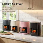 Air Fryer, 6-Quart with Viewing Window, 12-in-1 Functions, Pink