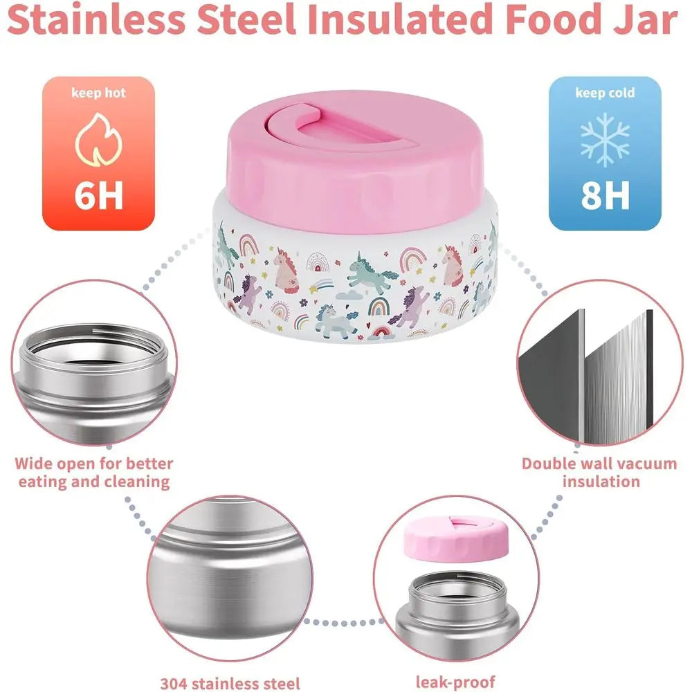 Thermo Food Container, 4-Component Lunch Box, Adjustable Divider, Leakproof, Includes Utensils