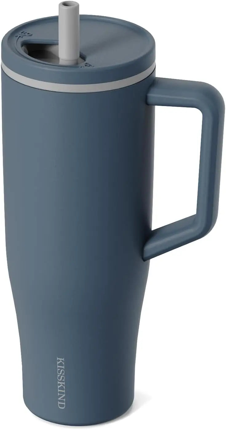 40 oz Insulated Tumbler with Handle, Straw & Leakproof Design