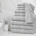 10 Piece Cotton Towel Set Soft Absorbent Bath Towels Quick Dry Durable Washcloths Hand Towels Popcorn Textured
