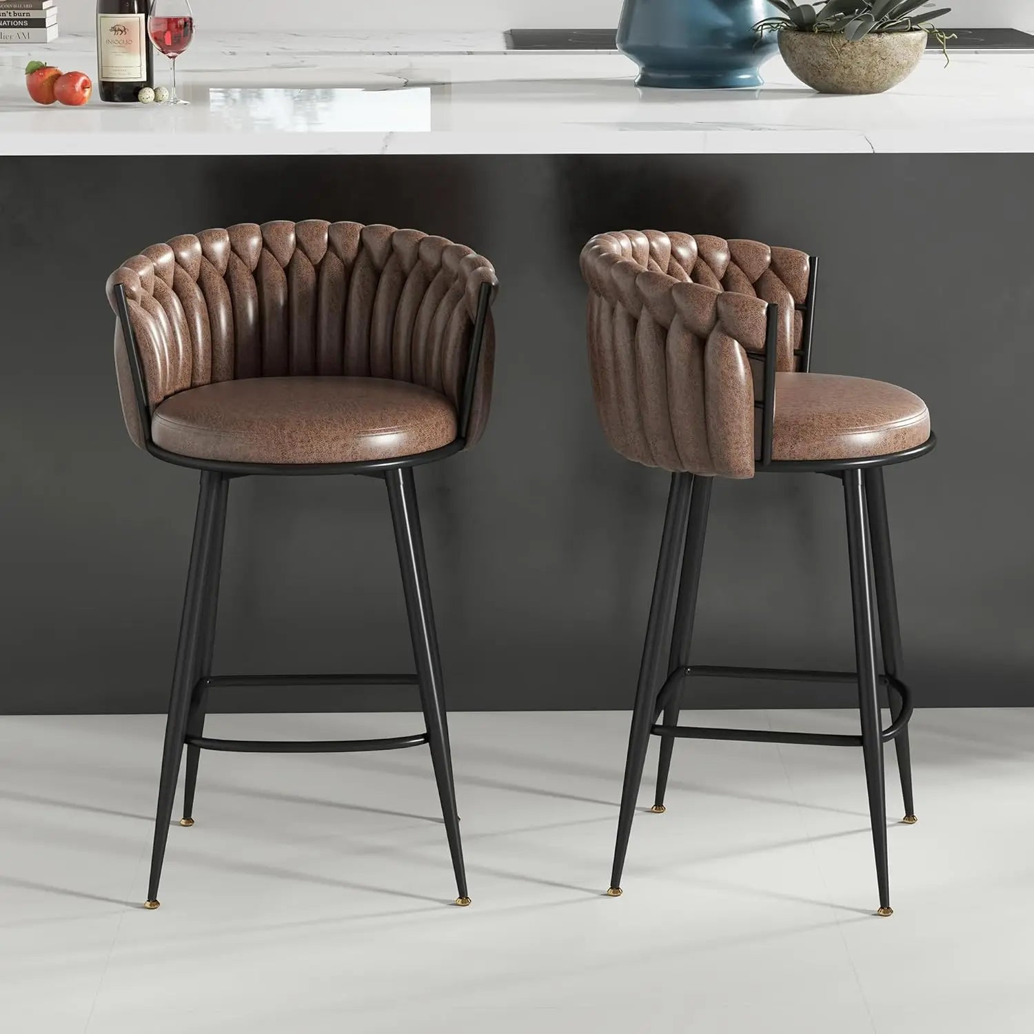 27″ Counter Stools with Upholstered Backrest