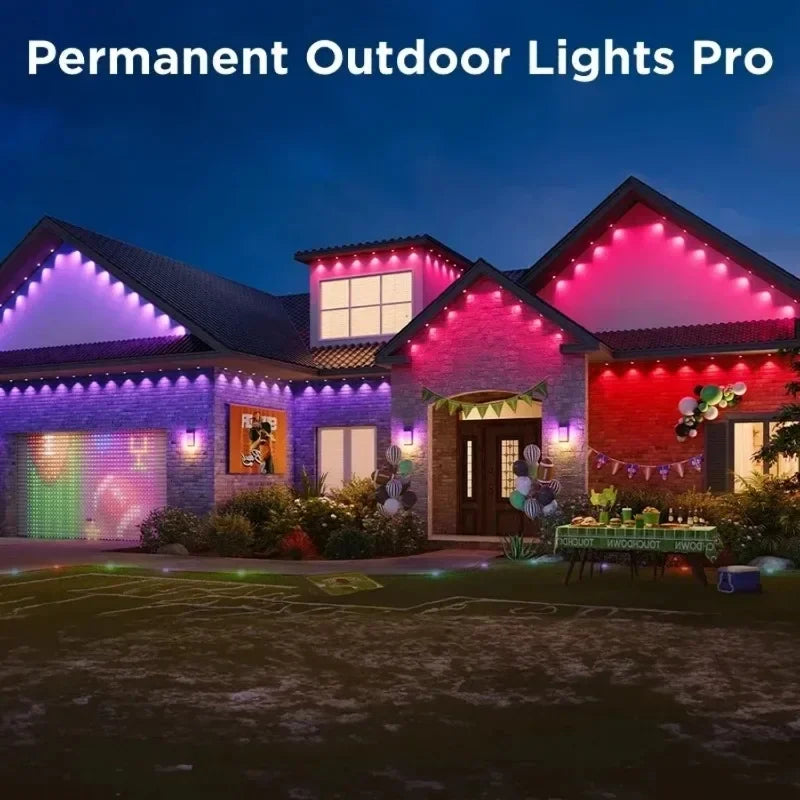 90M Smart Outdoor Eaves LED Lights String Bluetooth Controller, Color Changing with DIY Scene Modes