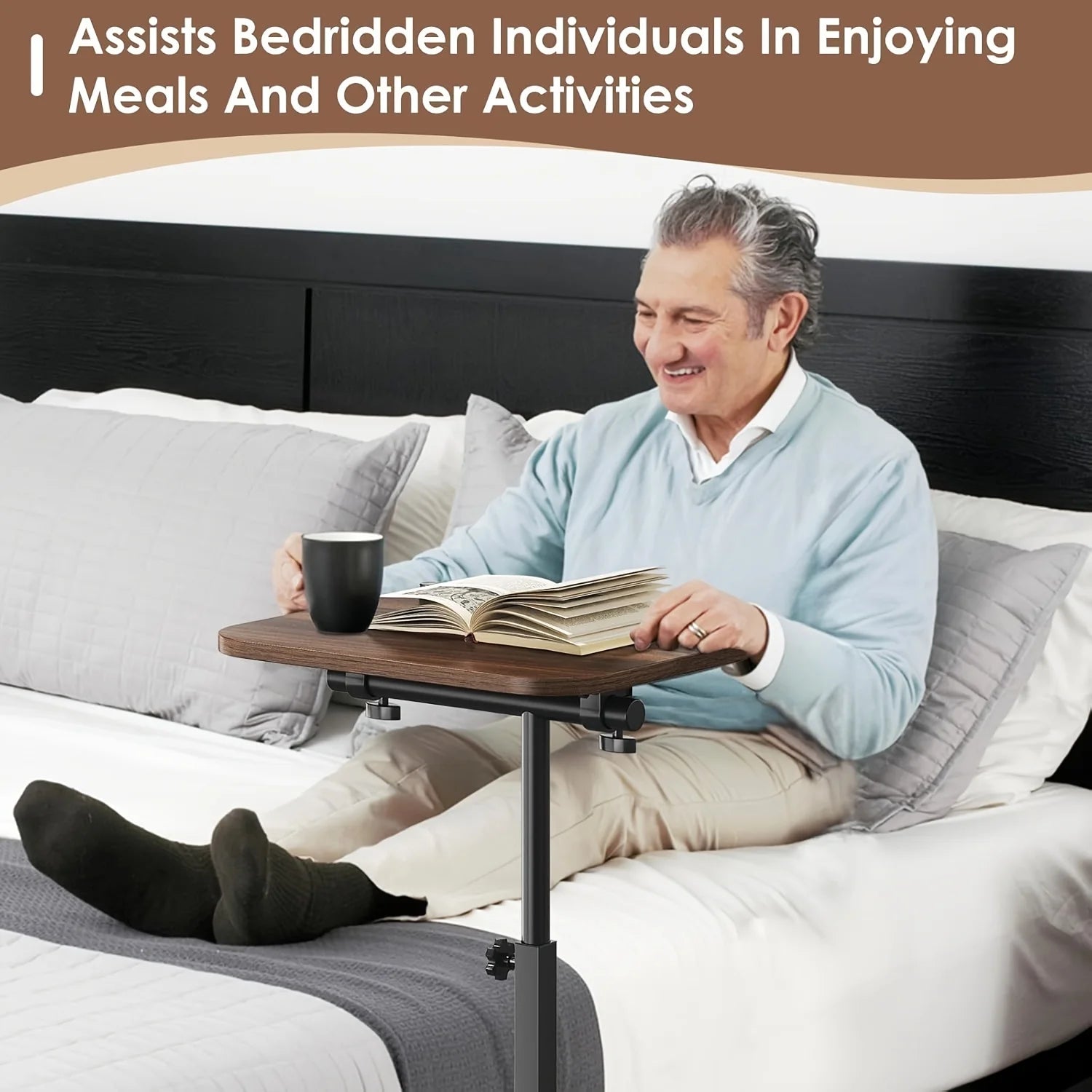 A Portable, Adjustable Side Table/Folding Desk Suitable for Home Offices, Coffee Tables, Bedside Use, and Sofas