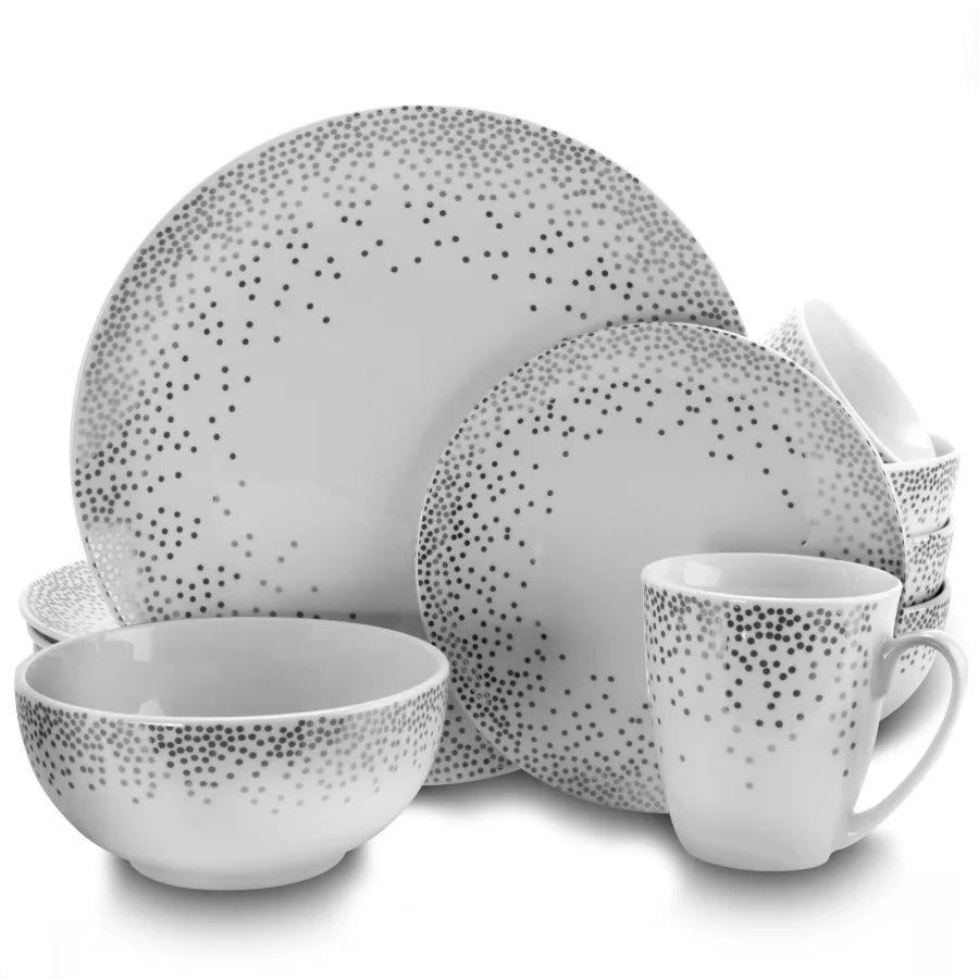 Platinum Dots 16 Piece Dinnerware Set