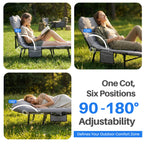 Adjustable Folding Camping Bed with Mattress Lightweight with Carry Bag 6 Angle Foldable Camping Bed for Camp Outdoor Supports 450 lbs
