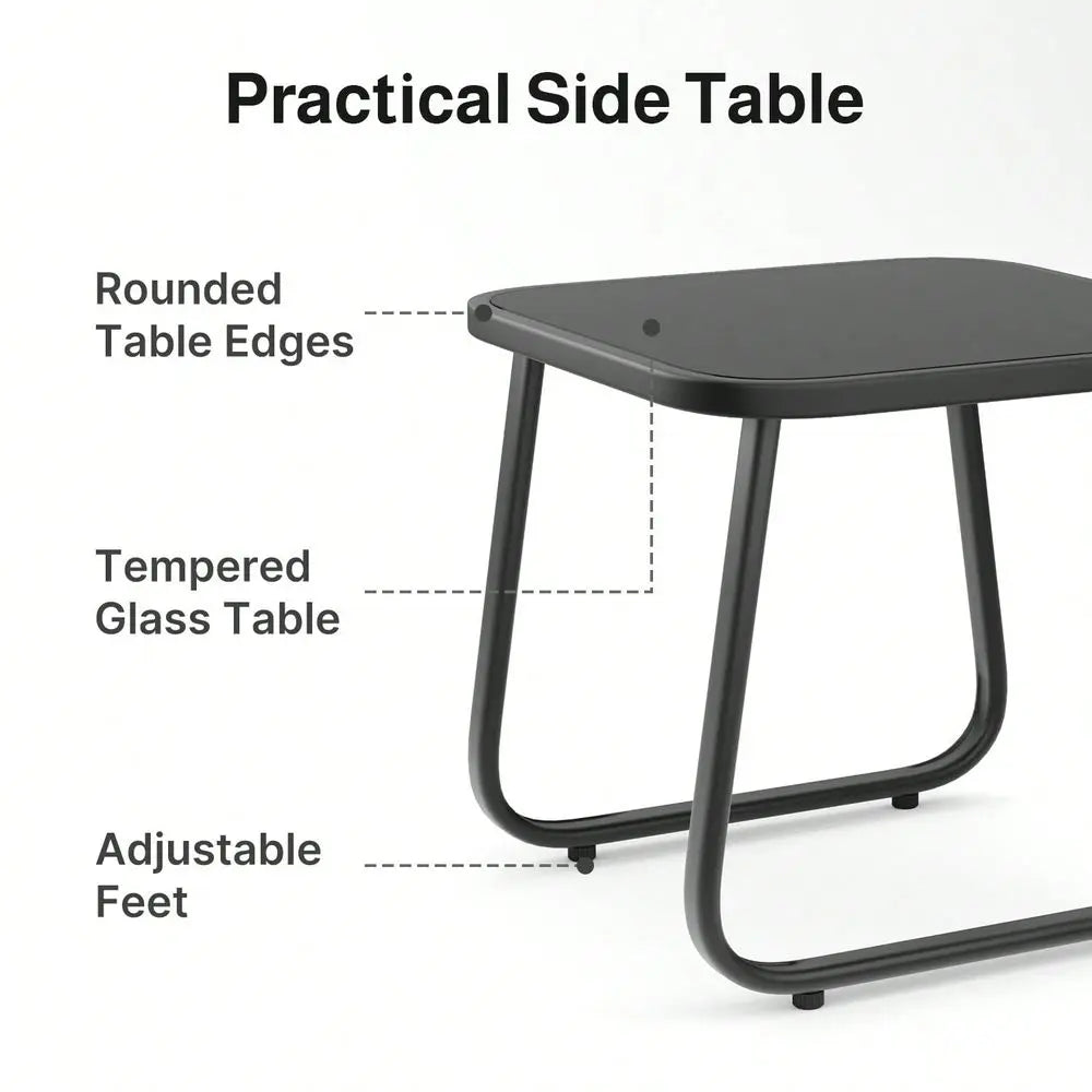 3 Piece Rocking Bistro Set With Coffee Table For Lawn, Garden,