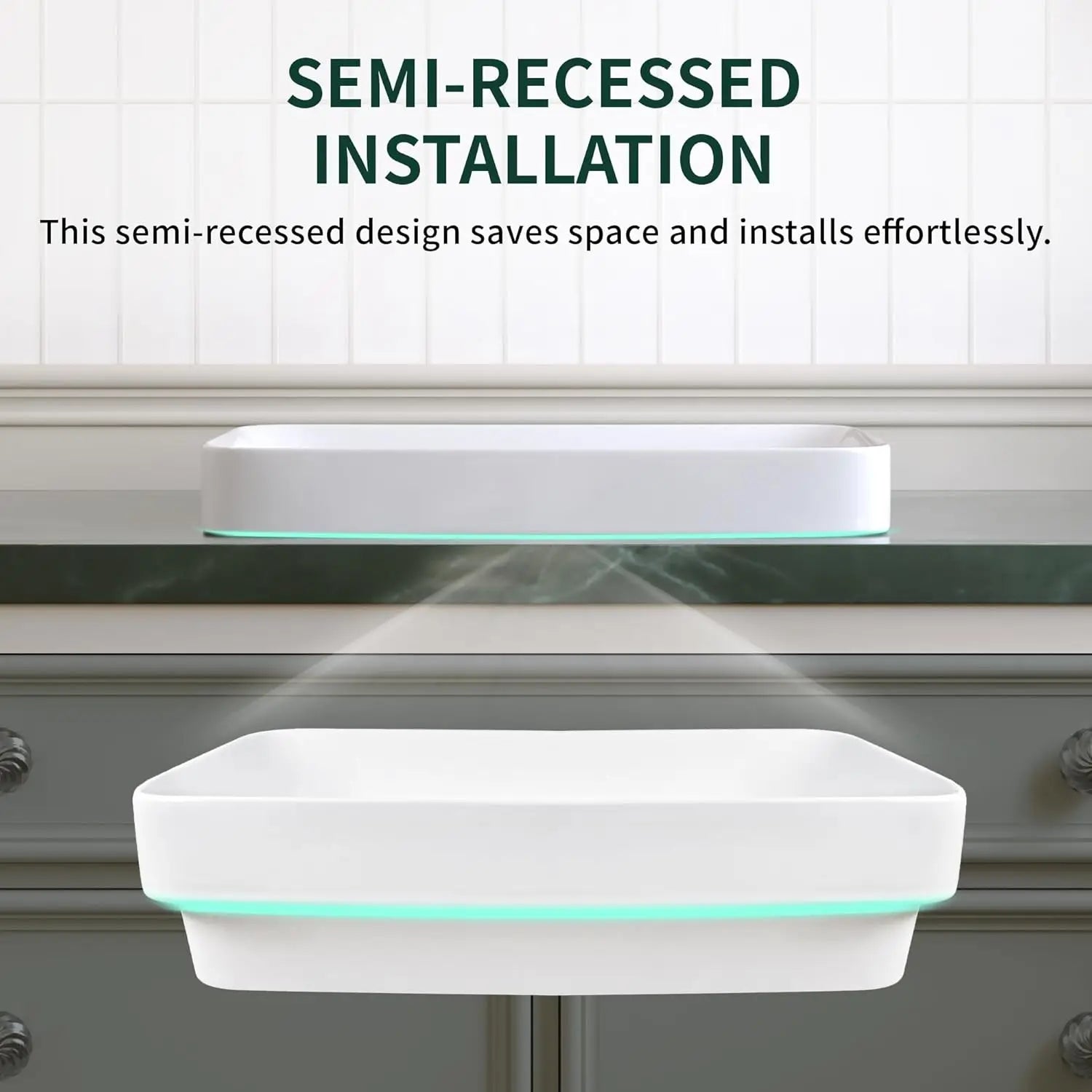 Semi-Recessed Modern Bathroom Basin with Easy Installation