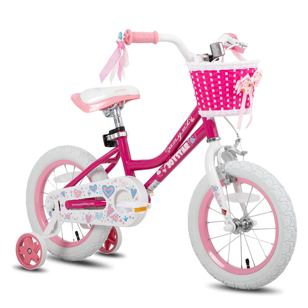 Colorful Girls Bike with Basket & Training Wheels 12 14 16 18 Inch Kids Bike Foot Brake