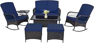 3 pcs Rocking Bistro Set for Porch Lawn Garden Backyard Deck