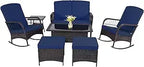 3 pcs Rocking Bistro Set for Porch Lawn Garden Backyard Deck