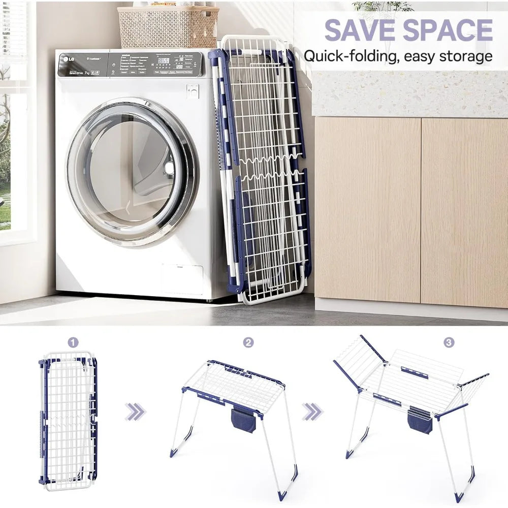Foldable Drying Rack, Large Space, with Sock Clips