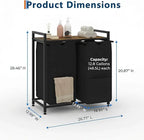 2 Compartments Laundry Basket with Shelf
