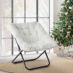 28IN Cozy Saucer Chairs Soft Faux Fur Large Size Folding Lounge