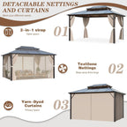 12' x 16' Gazebo Polycarbonate Double Roof Canopy Outdoor Aluminum Frame Pergola