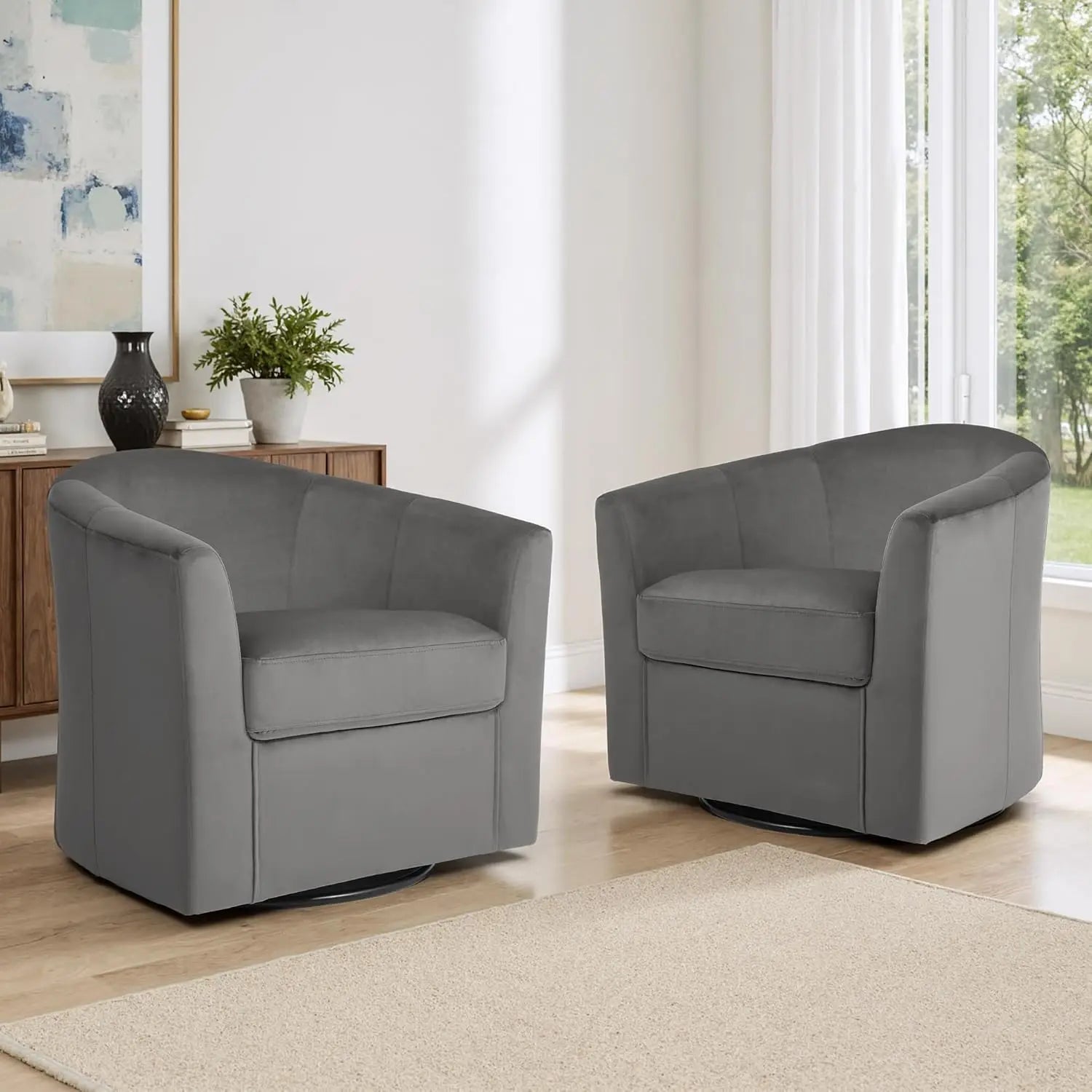 360° Swivel Barrel Accent Chairs Set of 2