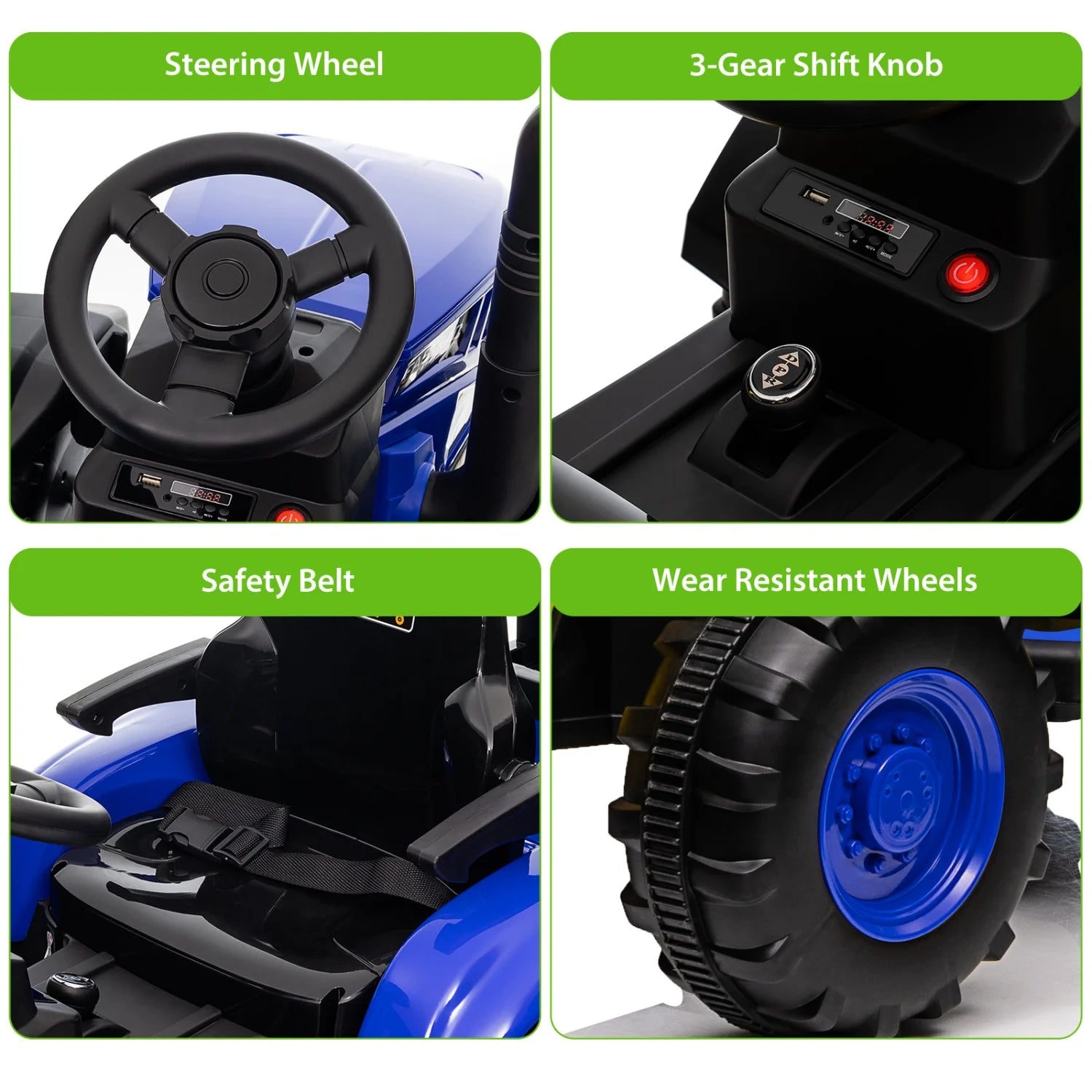Ride on Tractor with Remote Control, 12V Battery Powered Electric Tractor and 35W Dual Motors for Kids