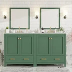 60" Bathroom Vanity with Double Sink, Solid Wood Bathroom Cabinet with 2 Drawers, Storage Racks & 2 Cabinets, Separate Two 30 In