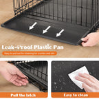 Double Door Folding Metal Wire Dog Crate with Plastic Leak-Proof Tray