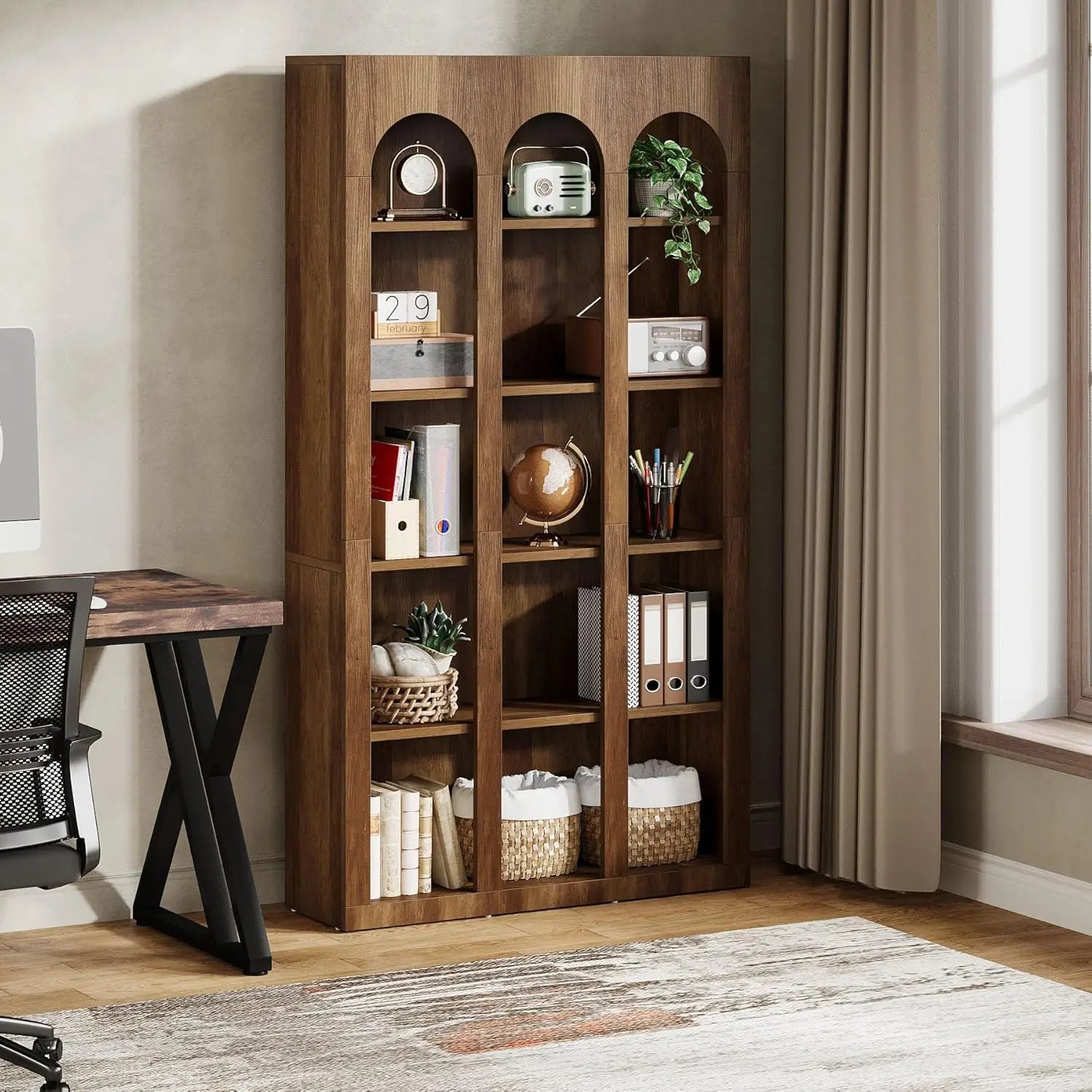 5-Tier Bookshelf, 70.87-Inch Mid Century Modern Bookcase with Open Shelves