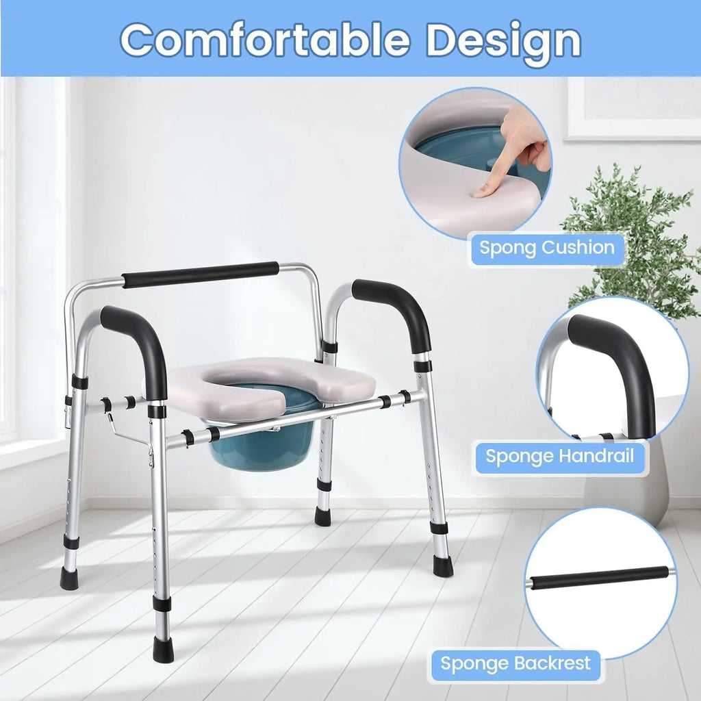 Adjustable Raised Toilet Seat Back and Handles, 500lbs Capacity