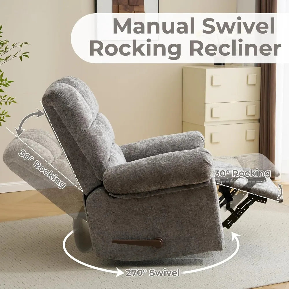 Swivel Rocker Recliner Chair with Heat and Massage