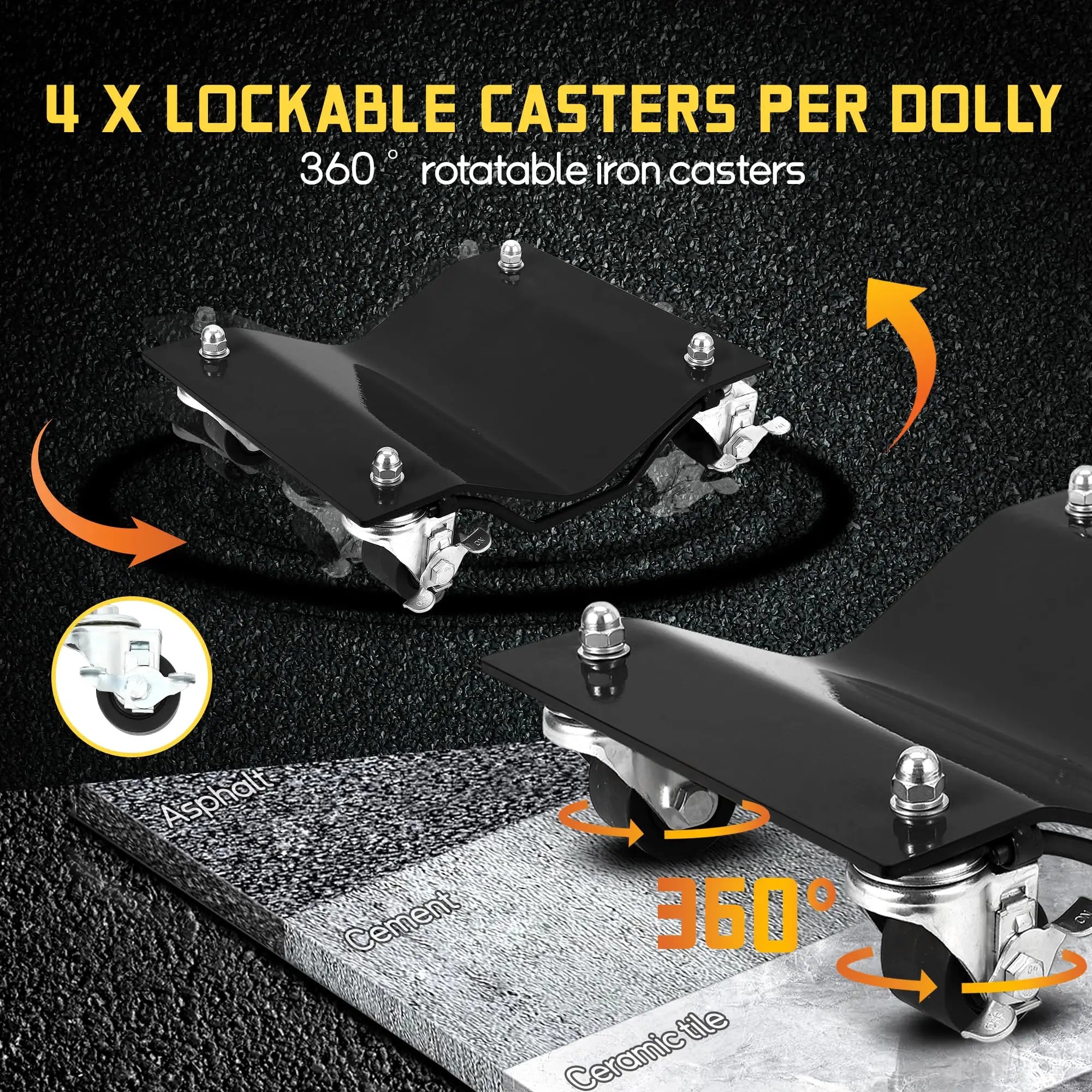 Heavy Duty Vehicle Dolly for Moving Car with 2.5 Inch Nylon Wheels