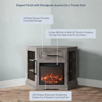 Corner TV Stand with 18" Electric Fireplace Heater for TVs up to 43"