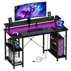 48 Inch Computer Desk with with Shelves Storage Drawers LED Lights Power Outlets Gaming Desk