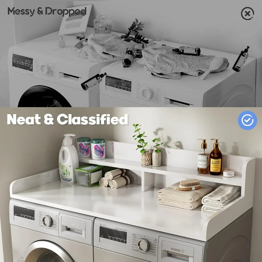 2Tier Washer and Dryer Countertop with 2.75 H Guard 54 W x 27.5 D with Non Slip Pad