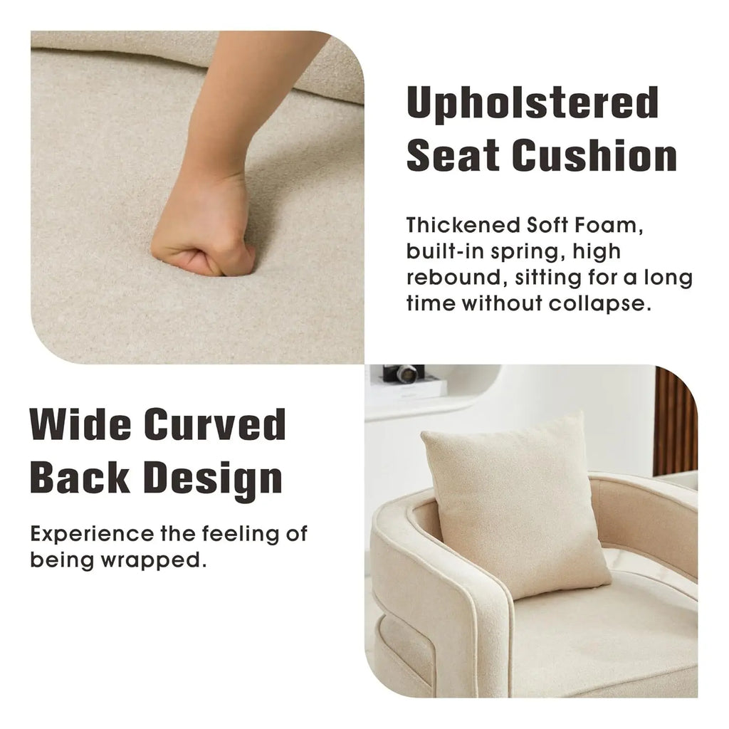 Upholstered Swivel Accent Chair Set of 2 Linen Open Back Barrel Chair with Pillow