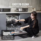 Electric Roaster Oven 24 QT Turkey Roaster Oven with Self-Basting Lid 1450W Roaster Oven Defrost&Warm Function Silver