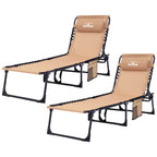 2-Pack, 5 Positions Folding Patio Chaise Lounges Foldable Patio Sun Chairs Lay Flat Recliner
