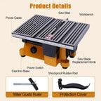 Mini Portable Electric Table Saw with 3 Blades for Wood, Metal, Tile DIY Crafts