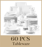 30/60PCS Marble Grey Porcelain Tableware Dinnerware Set with 6PCS Dessert/Soup/Dinner Plate/Cup/Saucer, Service for 12