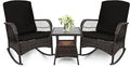 3 pcs Rocking Bistro Set for Porch Lawn Garden Backyard Deck