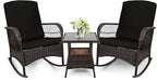 3 pcs Rocking Bistro Set for Porch Lawn Garden Backyard Deck