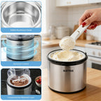2-liter Large-capacity Electric Ice Cream Maker That Can Make Various Flavors Of Smoothies And Frozen Yogurt. Equipped with An LED Display, Suitable for 1-3 People.
