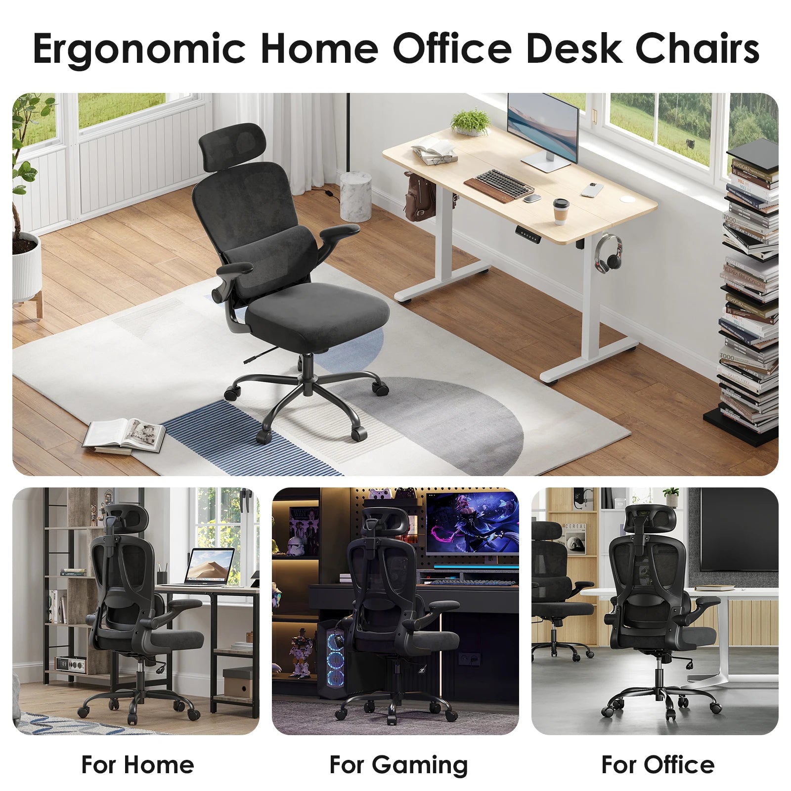 Ergonomic Office Chair, Desk Chair with Headrest and Lumbar Support