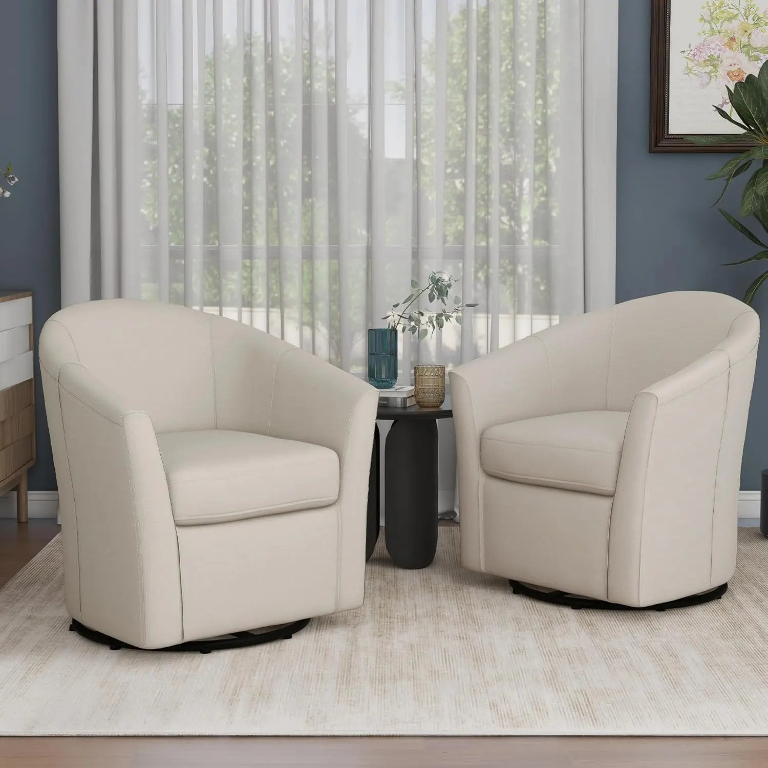 360° Swivel Barrel Accent Chairs Set of 2