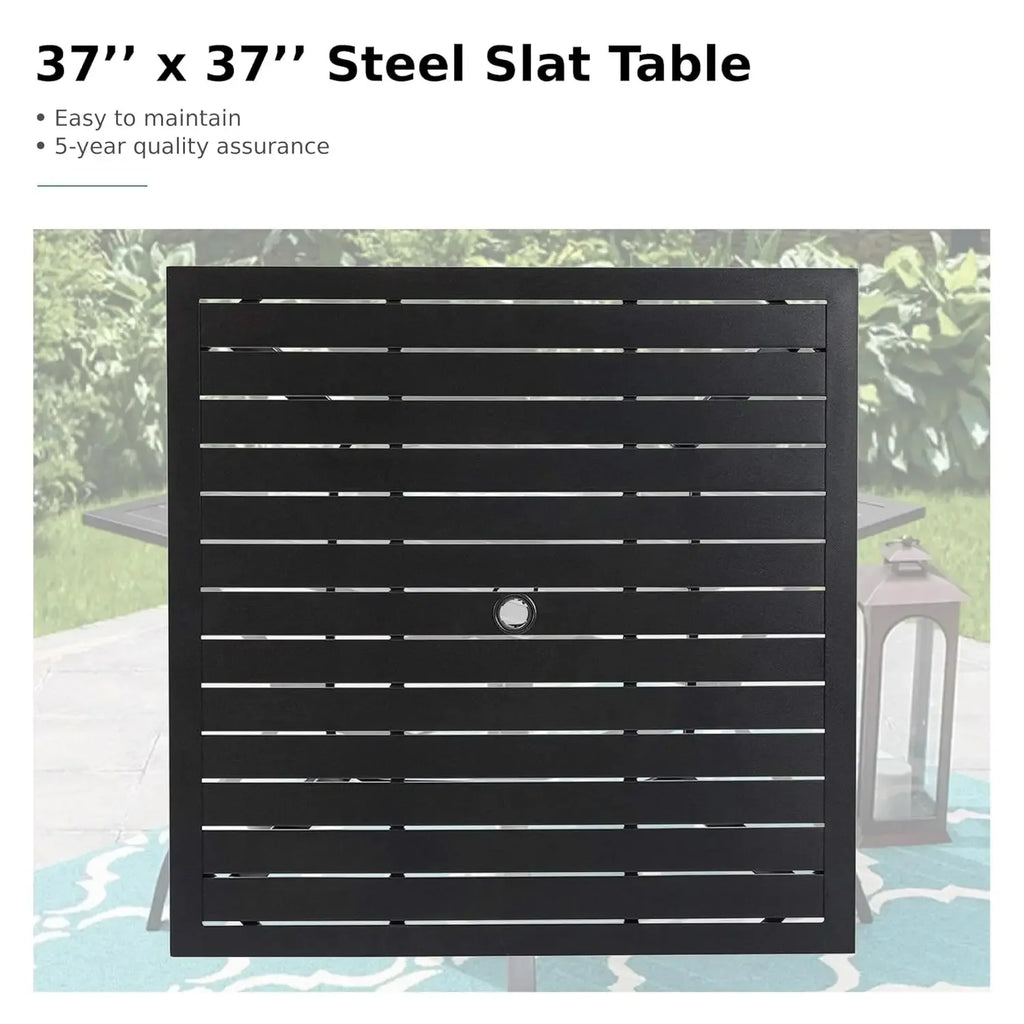 Outdoor Dining Set for 4, Patio Table and Chairs Set with Umbrella Hole