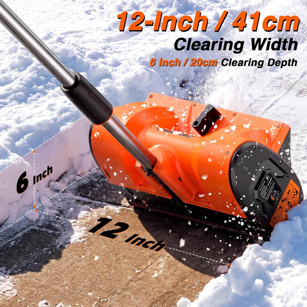 Electric Snow Shovel 900W Brushed Motor 20V Cordless Snow Blower 2*4000mAh Rechargeable Battery Powered Handheld Snow Thrower