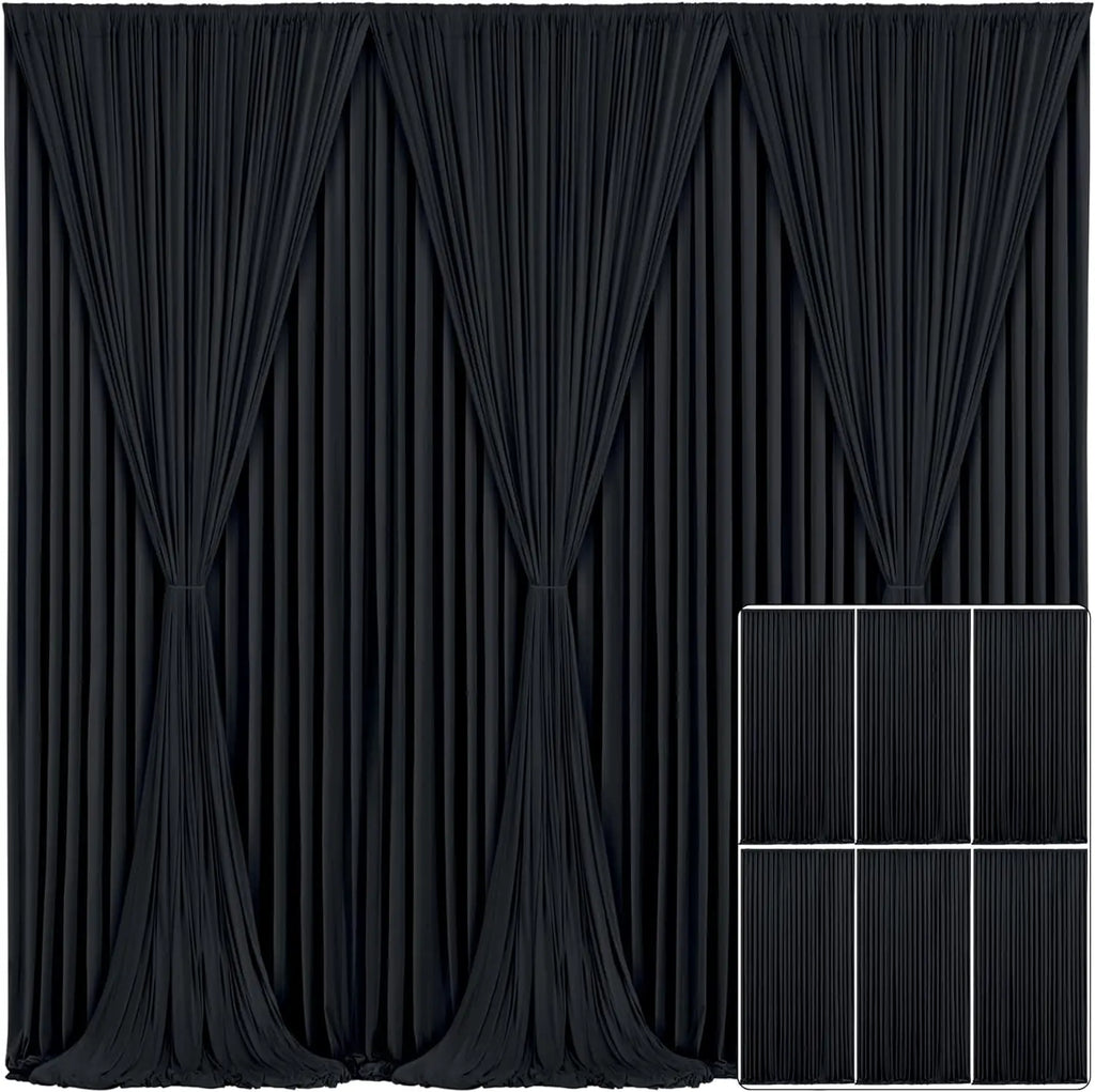 30ft x 10ft Black Backdrop Curtains