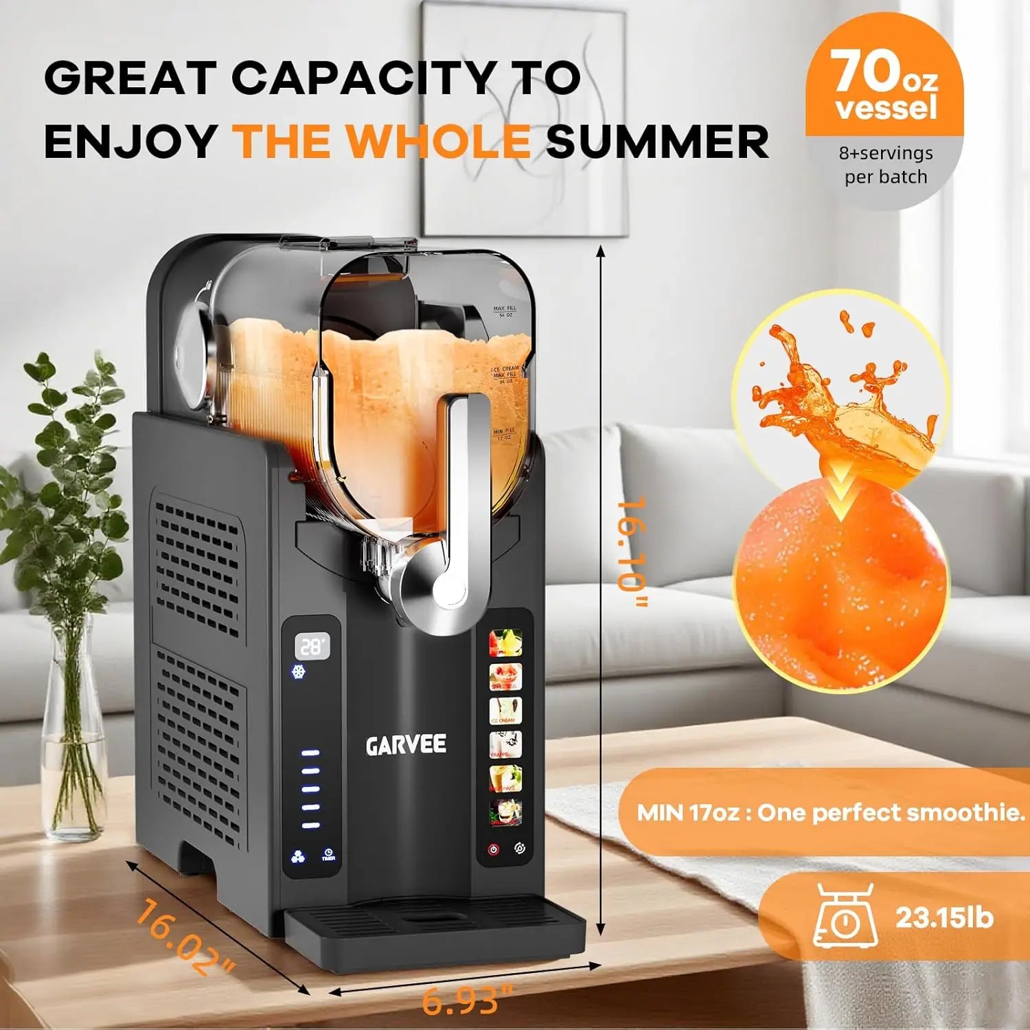 Slushie Machine for Home No Ice Needed, with LED Display & 6 Pre-Set Programs
