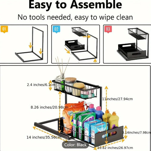 1/2pcs Sliding Pull-out Metal Cabinet Sorting Rack