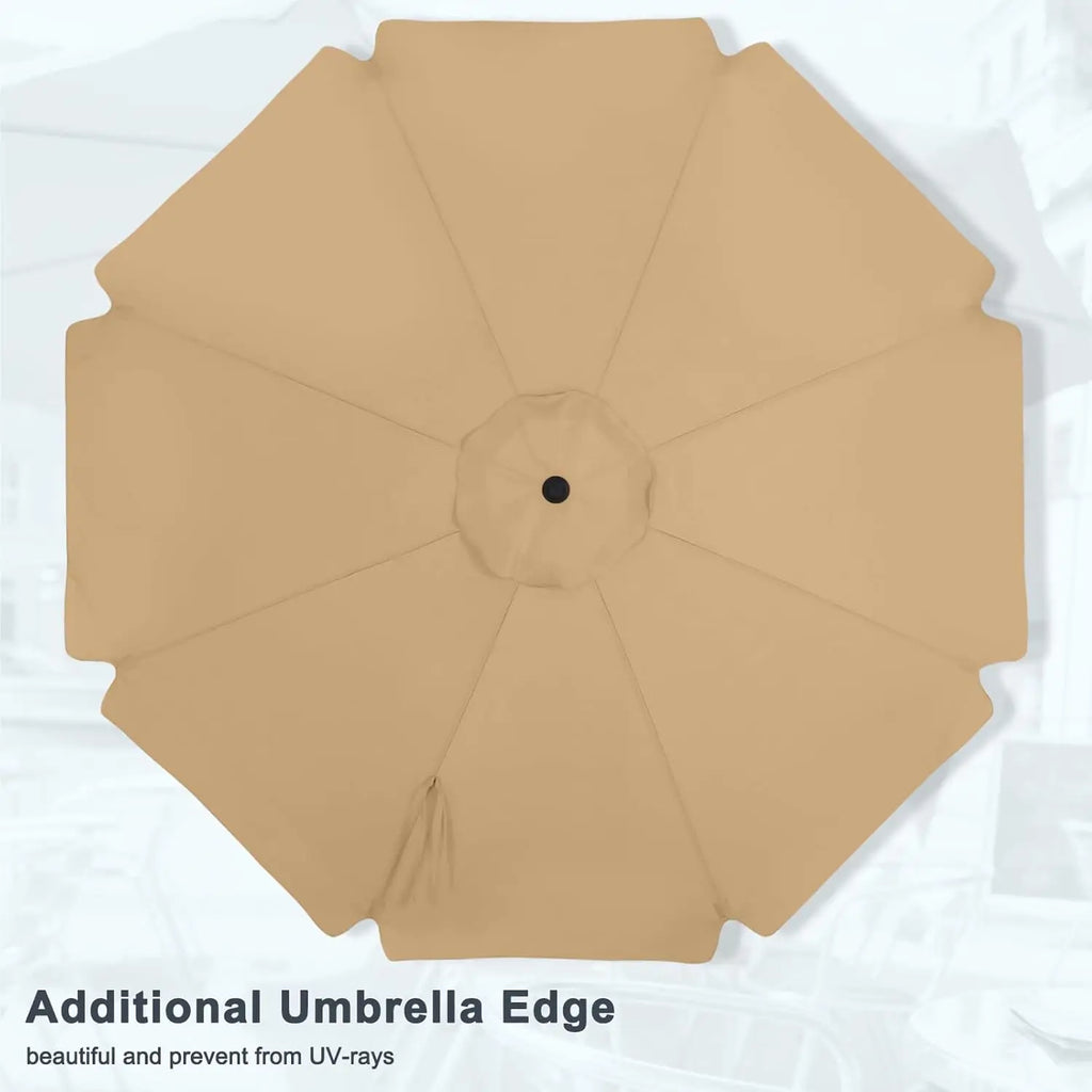 11ft Khaki Patio Umbrella with 8 Ribs for Outdoor Table Market - Durable and Stylish