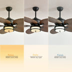52'' Outdoor Ceiling Fan with Lights, Tropical Palm Leaf Fan, Wet Rated for Patio, Porch & Gazebo, Dimmable LED, 6-Speed,