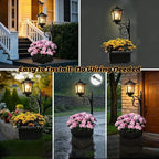2-Pack Outdoor Solar Light Posts—Solar Street Lights with Planters, Wall-Mounted/Freestanding Planter Lights, Suitable for Gardens, Yards, Pathways, and Porches