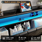 Queen Size Lift-Up Storage Bed Frame with LED Lights, Charging Station & Noise-Free Design