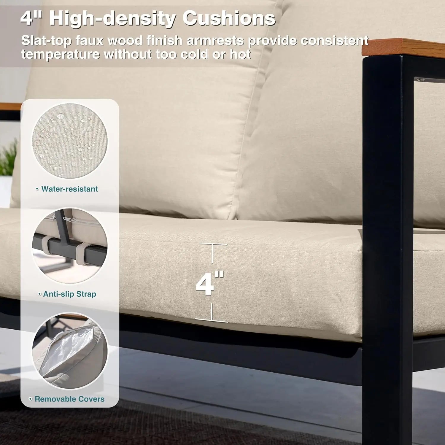 4 Pieces Outdoor Patio Furniture with Coffee Table