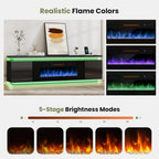 Fireplace TV Stand with LED Light, 4 AC Power Outlets